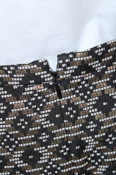 Otte Womens Geometric Woven Mid Rise Zip Up A-Line Mini Skirt Black Size 2