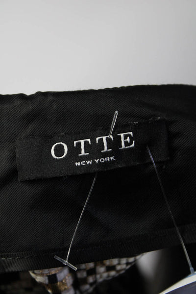 Otte Womens Cotton Geometric Woven High Rise Zip Up Pencil Skirt Beige Size 2