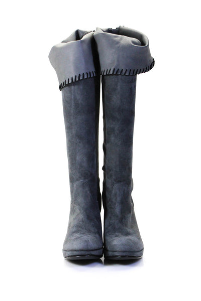 Michele Negri Womens Suede High Heel Over The Knee Pull On Boots Gray Size 37 7