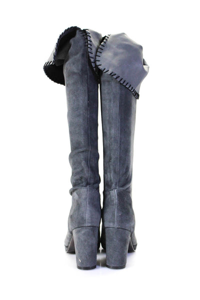 Michele Negri Womens Suede High Heel Over The Knee Pull On Boots Gray Size 37 7