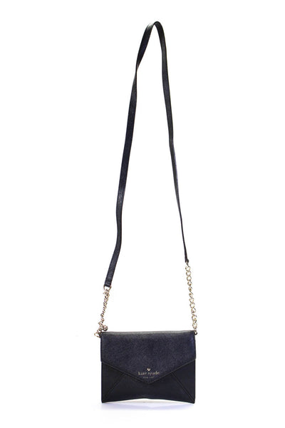 Kate Spade Womens Pressed Leather Envelope Crossbody Small Black Handbag