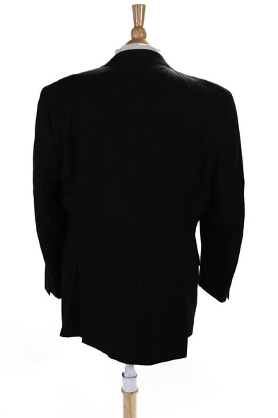 Pronto Uomo Mens Wool Pinstripe Notch Collar 2 Button Suit Jacket Black Size 46L
