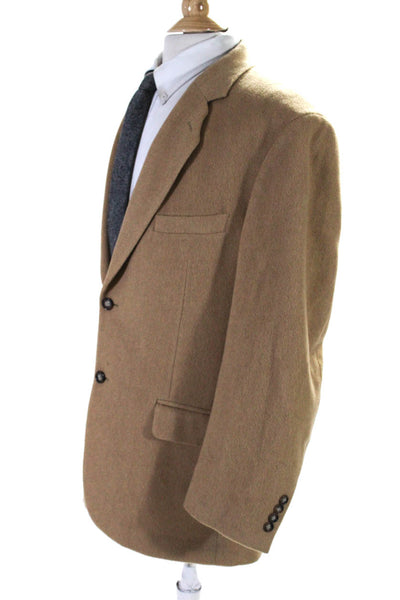 Club Room Mens Camel Hair Notch Collar Two Button Suit Jacket Beige Size 42R