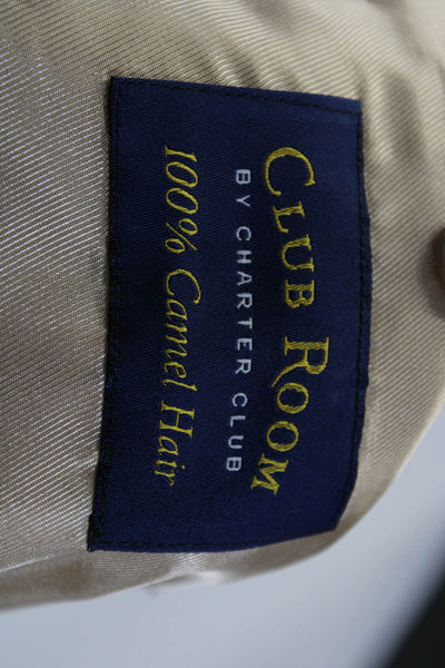 Club Room Mens Camel Hair Notch Collar Two Button Suit Jacket Beige Size 42R