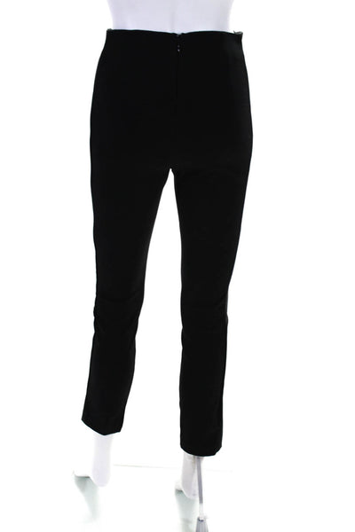 Rag & Bone Womens Back Zip Leather Trim Cropped Pants Black Cotton Size 2