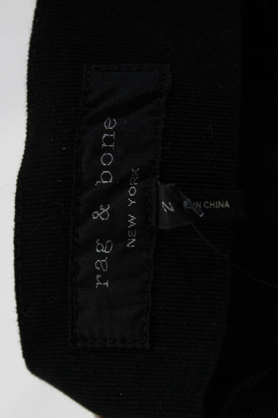 Rag & Bone Womens Back Zip Leather Trim Cropped Pants Black Cotton Size 2