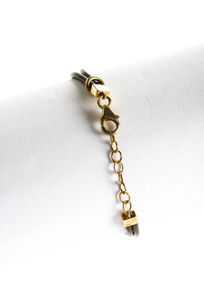 Rarities Womens Sterling Silver Yellow Gold Plated Diamond Double Ring Leather B