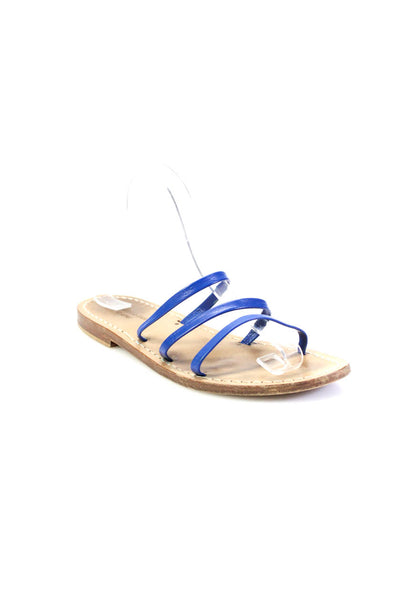 Ragozzino Shoes Capri Womens Blue Strappy Slip On Flat Sandals Shoe Size 9