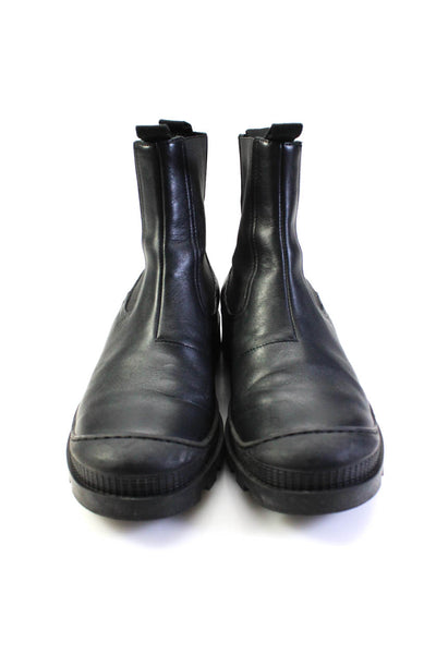 Loewe Womens Lug Sole Round Toe Chelsea Ankle Boots Black Leather Size 39 9