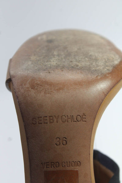 See by Chloe Womens Leather Open Toe Drawstring Ankle Heels Beige 36 6