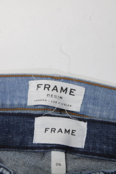 Frame Womens Cotton Denim 5 Pocket Mid-Rise Skinny Jeans Blue Size 26 27 Lot 2