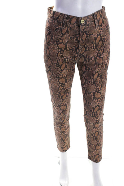 Frame Womens Brown Snakeskin Print High Rise Skinny Crop Pants Size 27