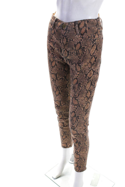 Frame Womens Brown Snakeskin Print High Rise Skinny Crop Pants Size 27