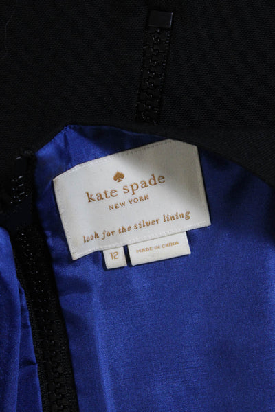 Kate Spade Womens Sleeveless Back Zip Knee Length Dress Wool Black Size 12