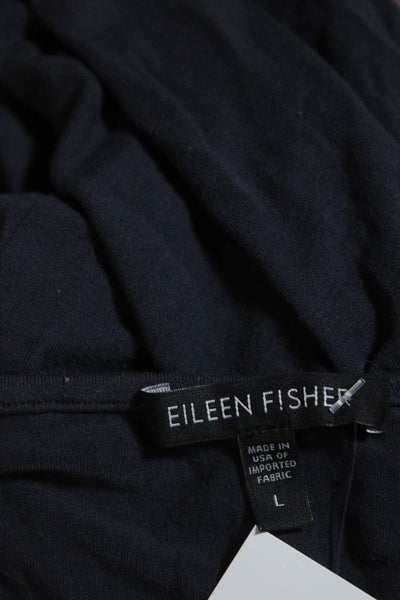 Eileen Fisher Womens Long Sleeve Lightweight Top Linen Blue Size Large