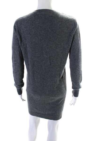 Neiman Marcus Womens Gray Cashmere Crew Neck Long Sleeve Sweater Dress Size XS