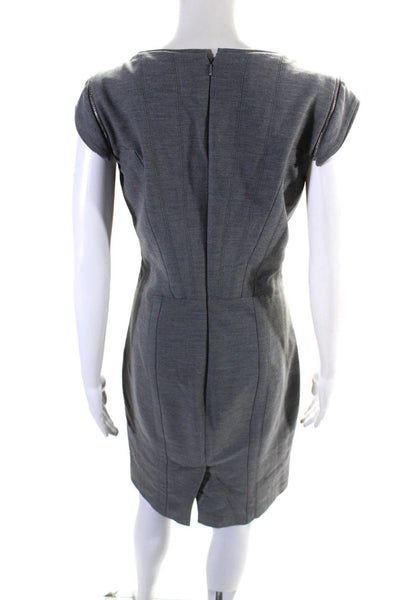 Karen Millen Womens Zip Off Cap Sleeve Scoop Neck Sheath Dress Gray Size 10