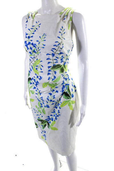 Karen Millen Womens Woven Painted Floral Strappy Sheath Dress White Size 10
