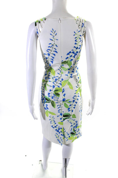 Karen Millen Womens Woven Painted Floral Strappy Sheath Dress White Size 10