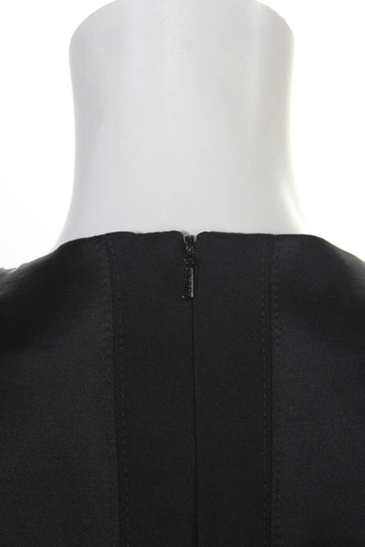 Karen Millen Womens Back Zip Sleeveless Cut Out Ruffle Sheath Dress Black Size 8