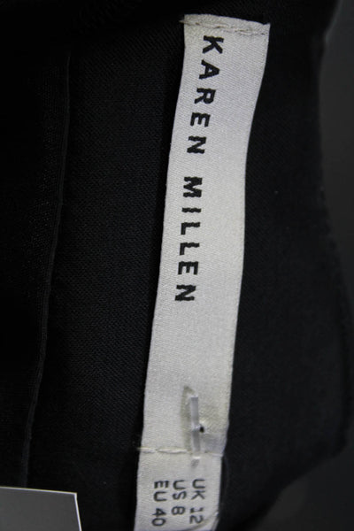 Karen Millen Womens Back Zip Sleeveless Cut Out Ruffle Sheath Dress Black Size 8