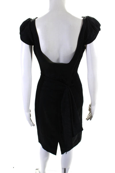 Karen Millen Womens Back Zip Asymmetrical Neckline Sheath Dress Black Size 8
