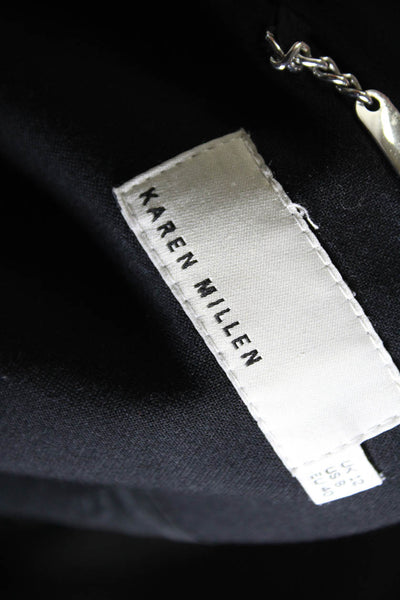 Karen Millen Womens Button Up Pocket Front Crew Neck Light Jacket Black Size 8
