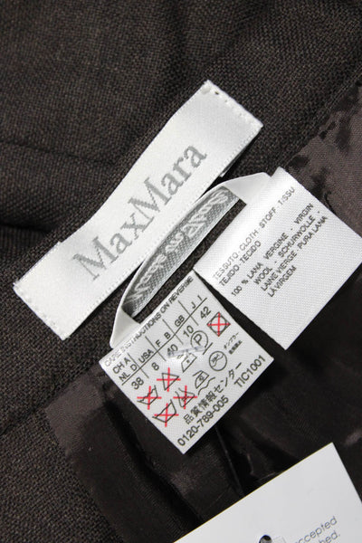 Max Mara Womens Knee Length Woven Pencil Skirt Dark Brown Wool Size 8