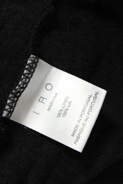 IRO Womens Marvina Long Sleeve Knit Distressed Top Tee Shirt Black Linen Size XS