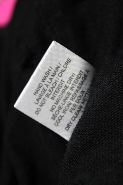 IRO Womens Marvina Long Sleeve Knit Distressed Top Tee Shirt Black Linen Size XS