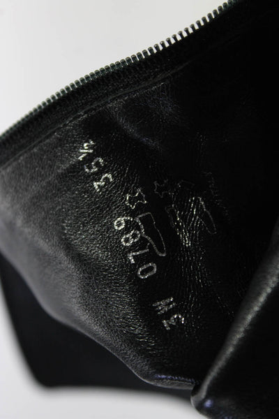 Prada Womens Knee High Flat Leather Tall Boots Black Size 35.5 5.5