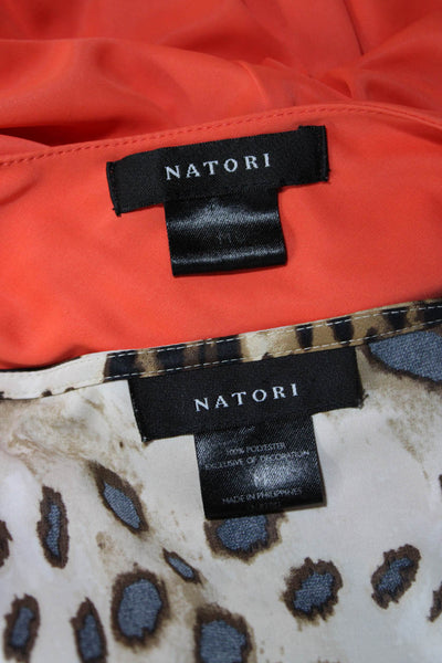 Natori Womens Brown Animal Print V-Neck Short Sleeve Sleep Shirt Size M lot 2