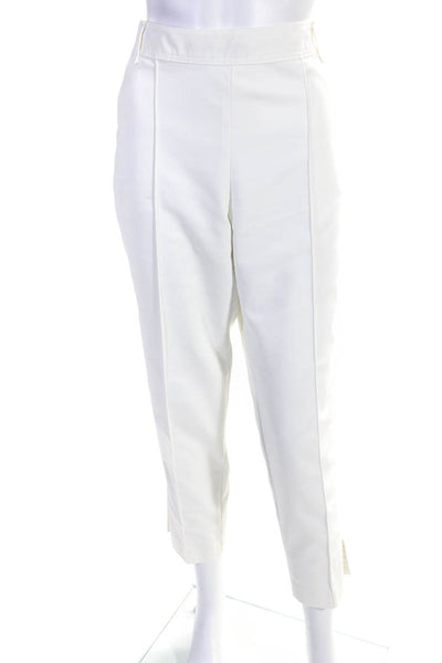 Magaschoni Womens White Pleated High Rise Straight Leg Pants Size M