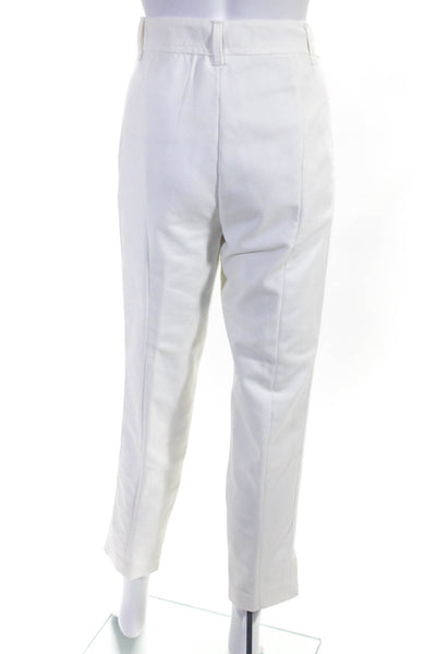 Magaschoni Womens White Pleated High Rise Straight Leg Pants Size M
