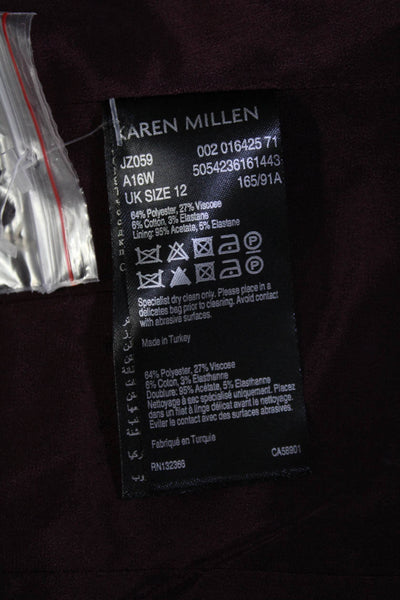 Karen Millen Womens Collared Long Sleeve Button Up Blazer Jacket Burgundy Size 8