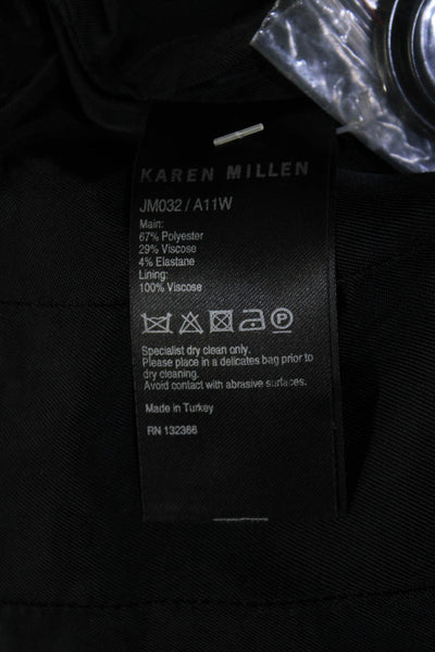Karen Millen Womens Collared Long Sleeve Button Up Blazer Jacket Black Size 8