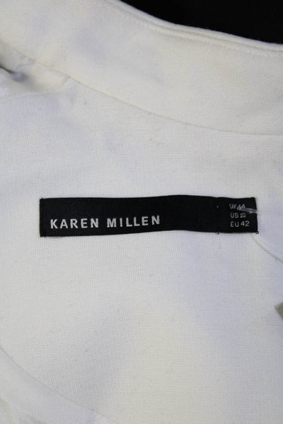 Karen Millen Womens Abstract High Neck Sheer Sleeve Zip Up Dress Black Size 10