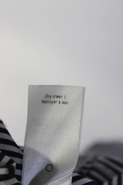 Rag & Bone Womens Cotton Striped Print Tied High Low Collar Blouse White Size S