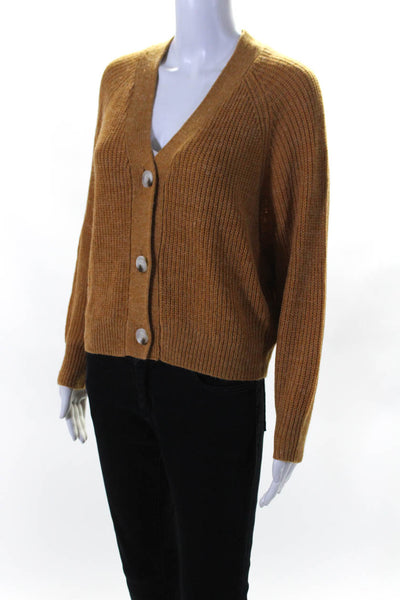 Cupcakes And Cashmere Womens Ribbed Textured Buttoned Cardigan Brown Size XS