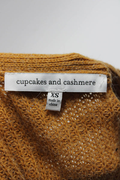 Cupcakes And Cashmere Womens Ribbed Textured Buttoned Cardigan Brown Size XS