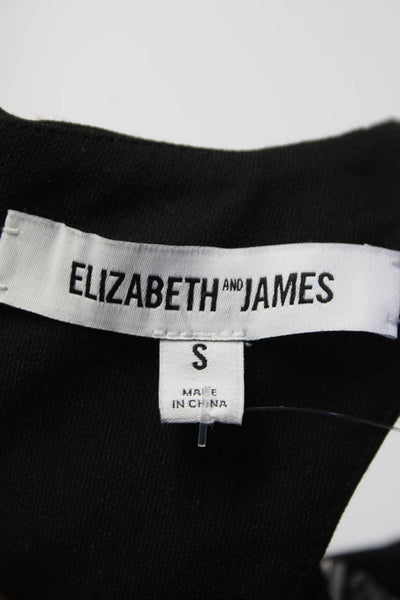 Elizabeth and James Womens Jeweled Round Neck Zipped Darted Blouse Black Size S