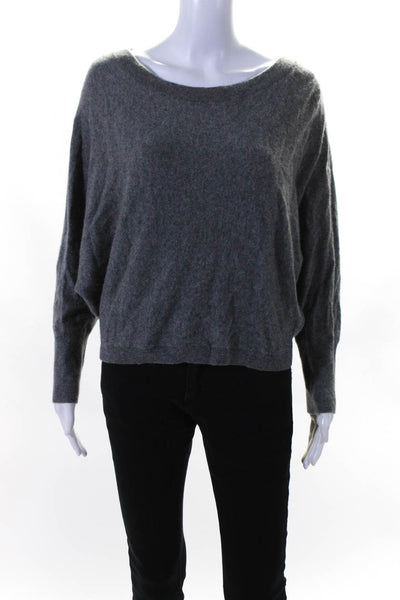 Vince Womens Cashmere Round Neck Long Batwing Sleeve Sweater Gray Size S