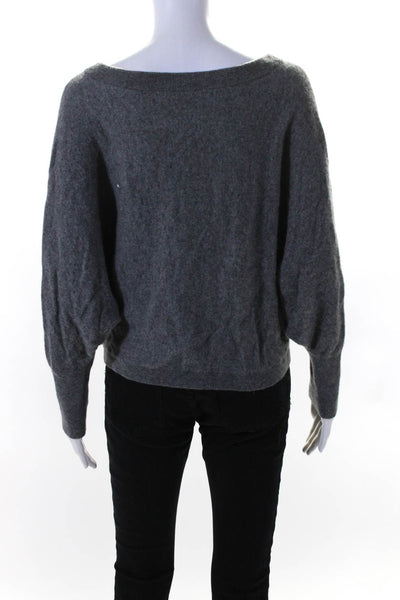 Vince Womens Cashmere Round Neck Long Batwing Sleeve Sweater Gray Size S