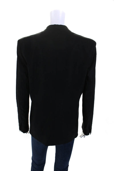 Helmut Lang Womens Wool V Neck Collarless One Button Blazer Black Size 8