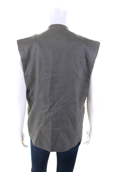 Helmut Lang Womens Linen One Button Zip Pocket Vest Gray Size M