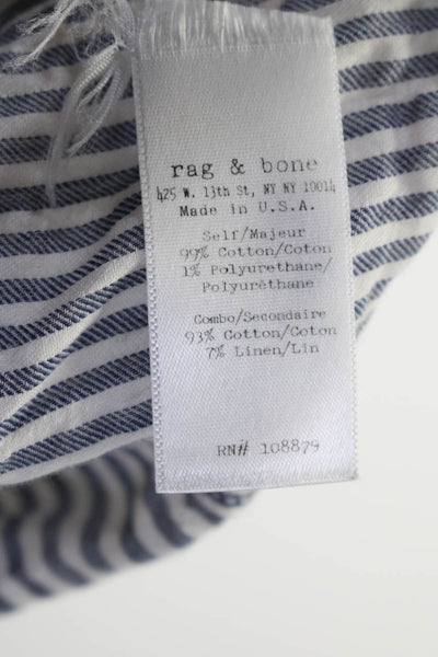 Rag & Bone WOmens Cotton Sleeveless Striped Button Down Shirt Blue Size M Lot 2