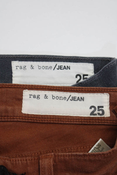 Rag & Bone Womens Mid Rise Ankle Skinny Jeans Burnt Orange Size 25 Lot 2