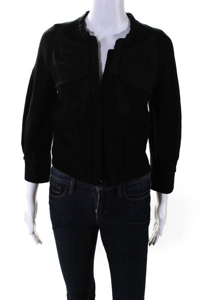 Viktor & Rolf Womens Black Wool Crew Neck Hook Long Sleeve Blazer Size 38