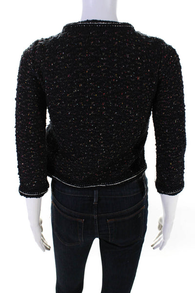 BASLER Womens Tweed Open Front Cardigan Sweater Navy Blue Size EUR 38