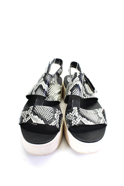 Vince Womens Snakeskin Printed Platform Ankle Strap Sandals Gray Black Size 8.5M